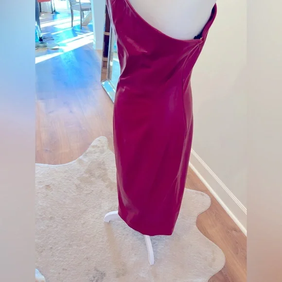 •House of Harlow 1960 •x REVOLVE •Bordeaux Faux Leather •Midi Dress Red •Size:S - Picture 5 of 9